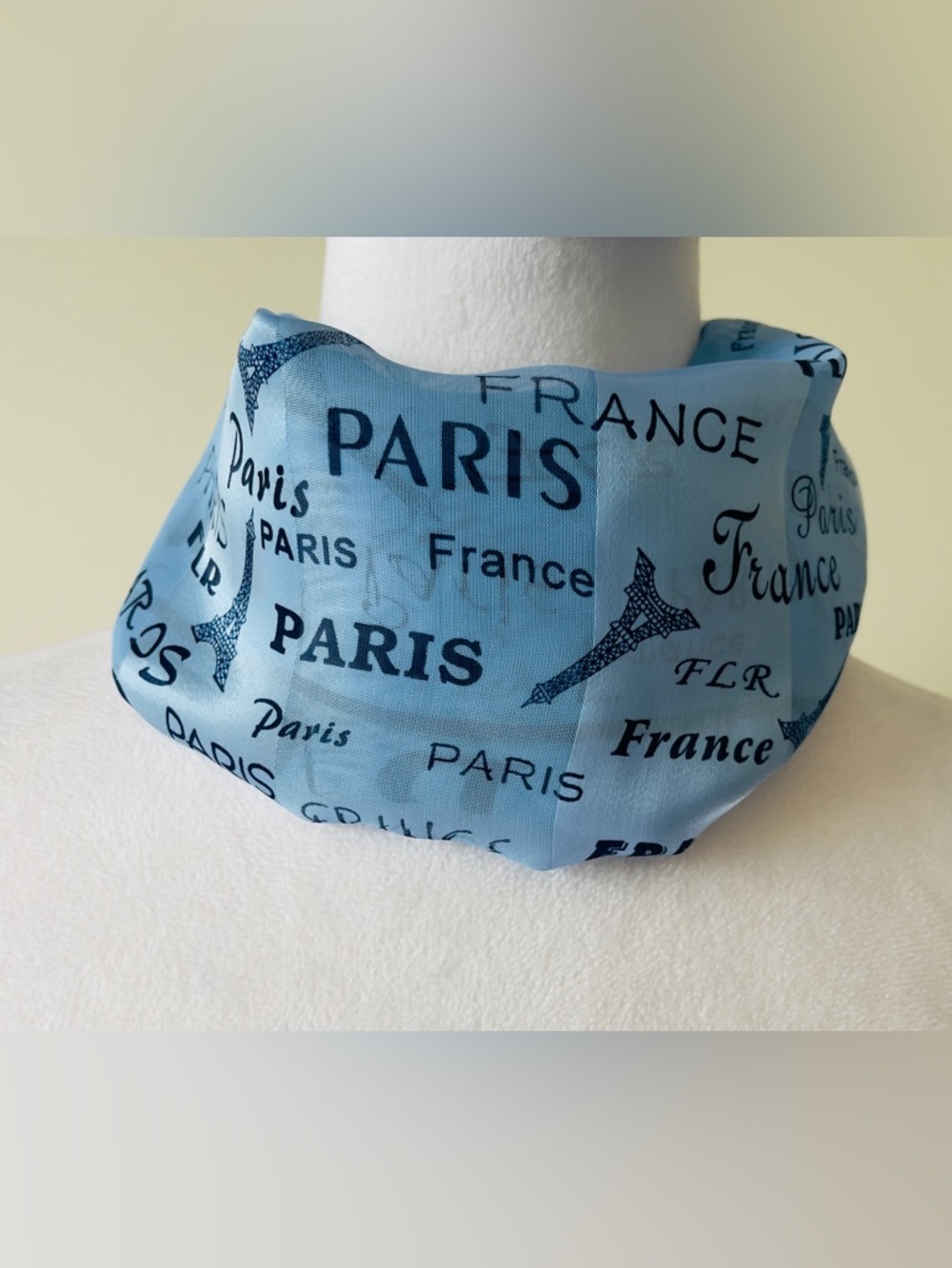 Light Blue 'Paris' Silk-Feel Scarf - Women's Accessory - Picture 5 of 6